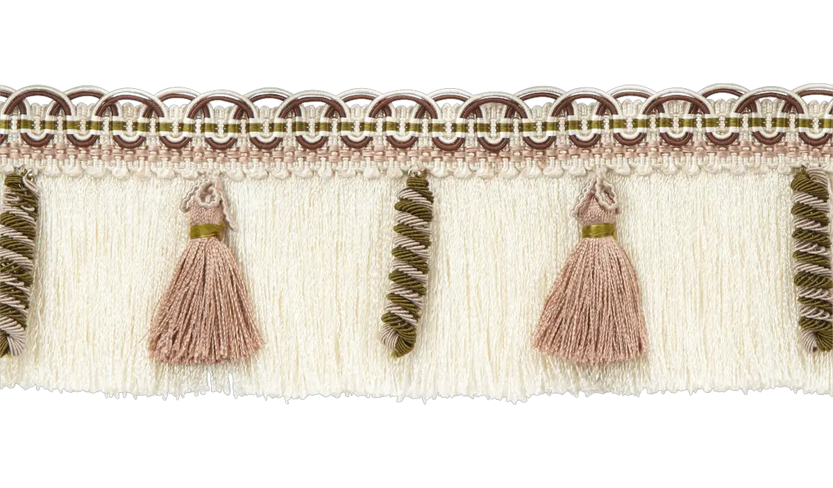 Photo of Braid top cut fringe with tassels and torsades