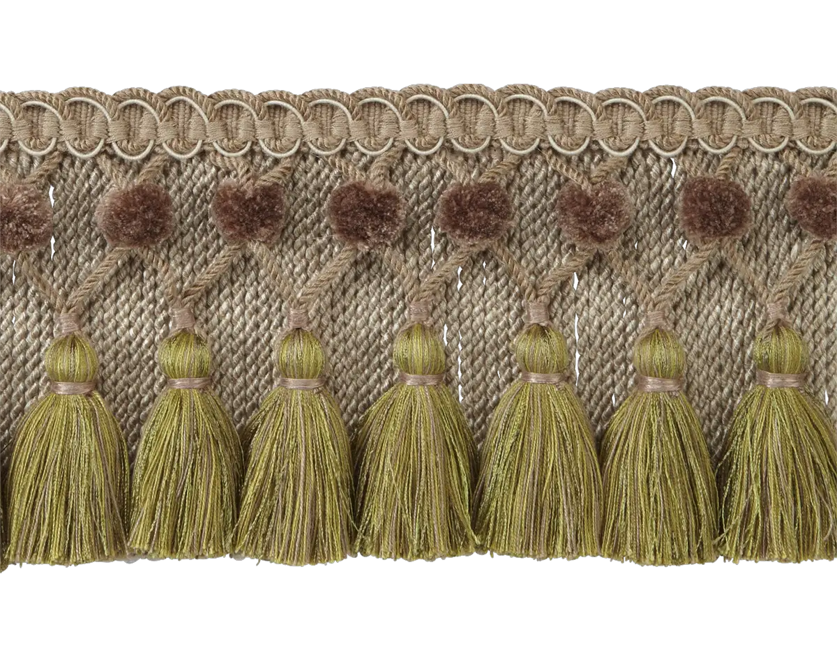Photo of Braid top bullion fringe with pompom lattice and tassels