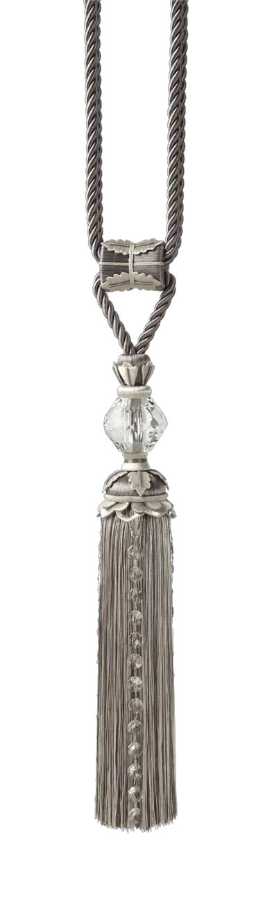 Photo of Swarovski Crystal & Leaf Embellished Tassel Tieback with Strings of Crystals to Skirt (optional)