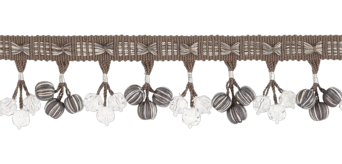 Photo of Triple Crystal Bead & Yarn Ball Cluster Fringe